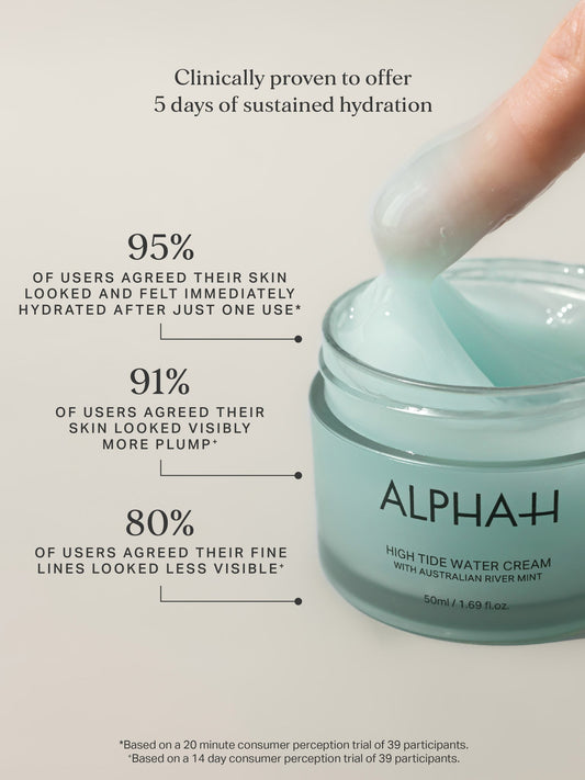 Alpha-H High Tide Water Cream 50ml – lightweight hydrating moisturiser with hyaluronic acid and Australian botanical extracts for plump, dewy skin