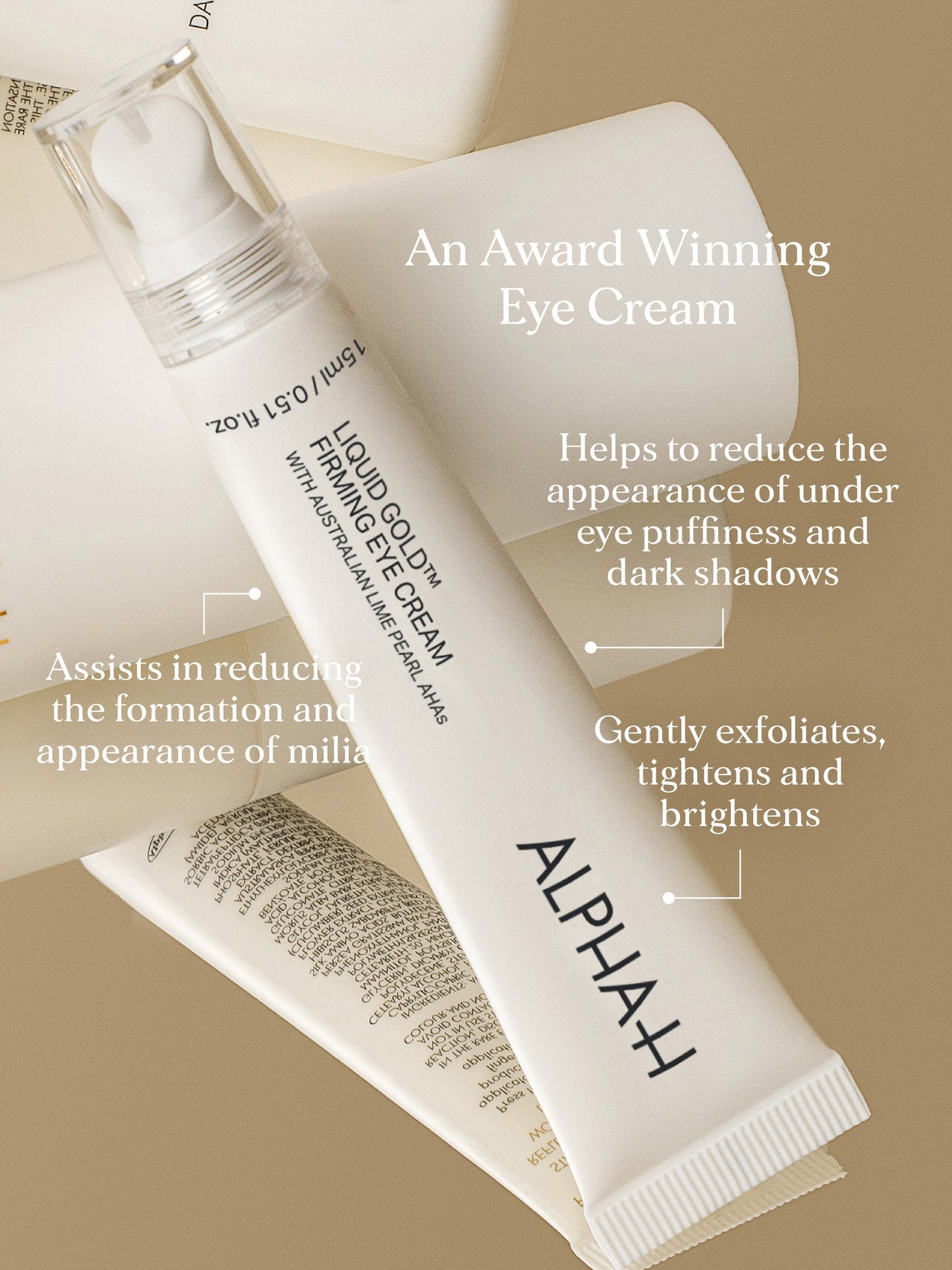 Alpha-H Liquid Gold Firming Eye Cream 15ml – peptide-rich eye treatment to firm, brighten and reduce fine lines and puffiness around the eyes