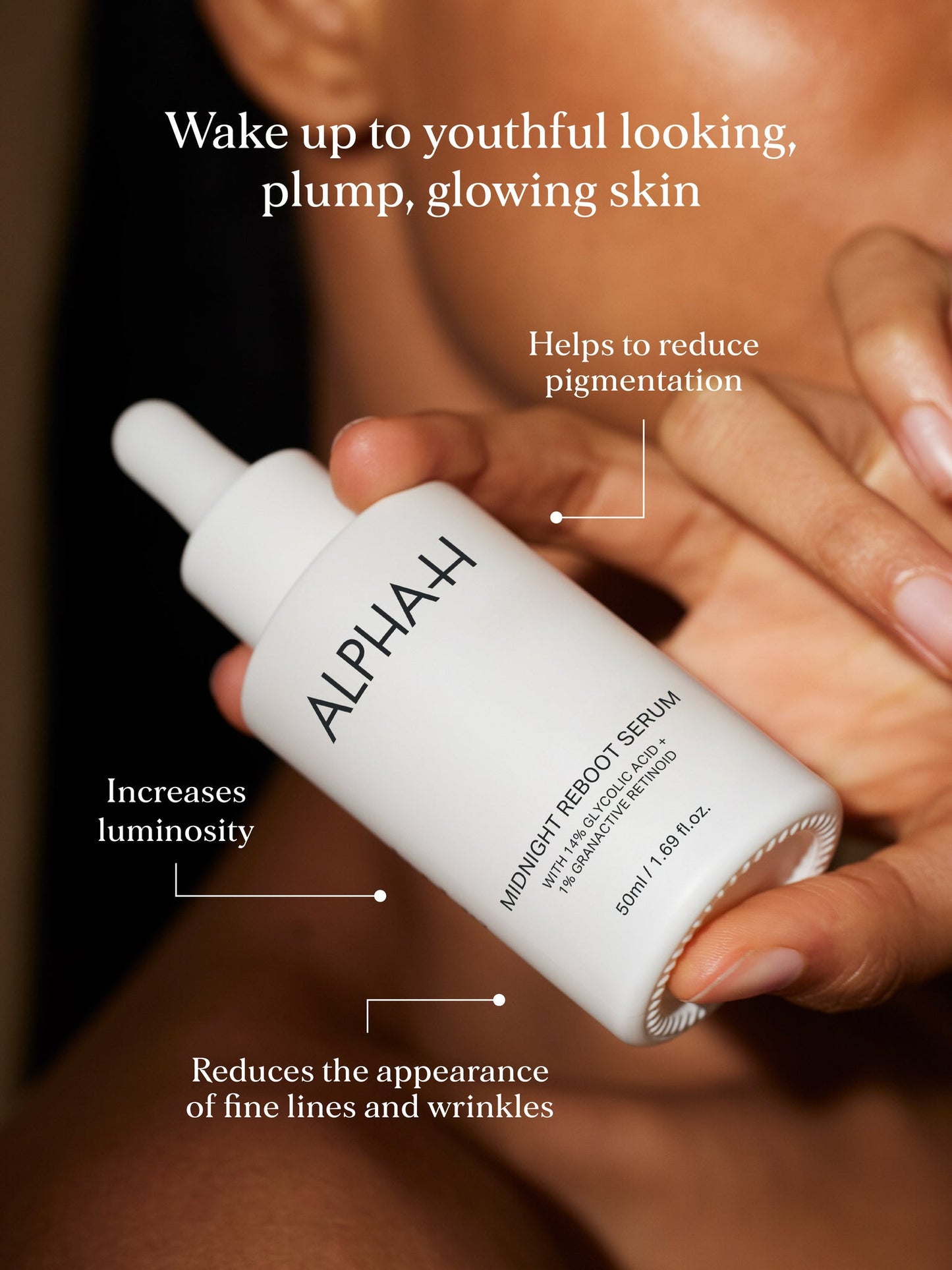 Revitalize your skin with Alpha-H Liquid Gold Midnight Reboot Serum! This powerful serum, enriched with
14% Glycolic Acid and 1% Granactive Retinoid in a patent-pending formula, is proven to improve uneven tone and skin firmness, while reducing the look of fine lines and wrinkles.