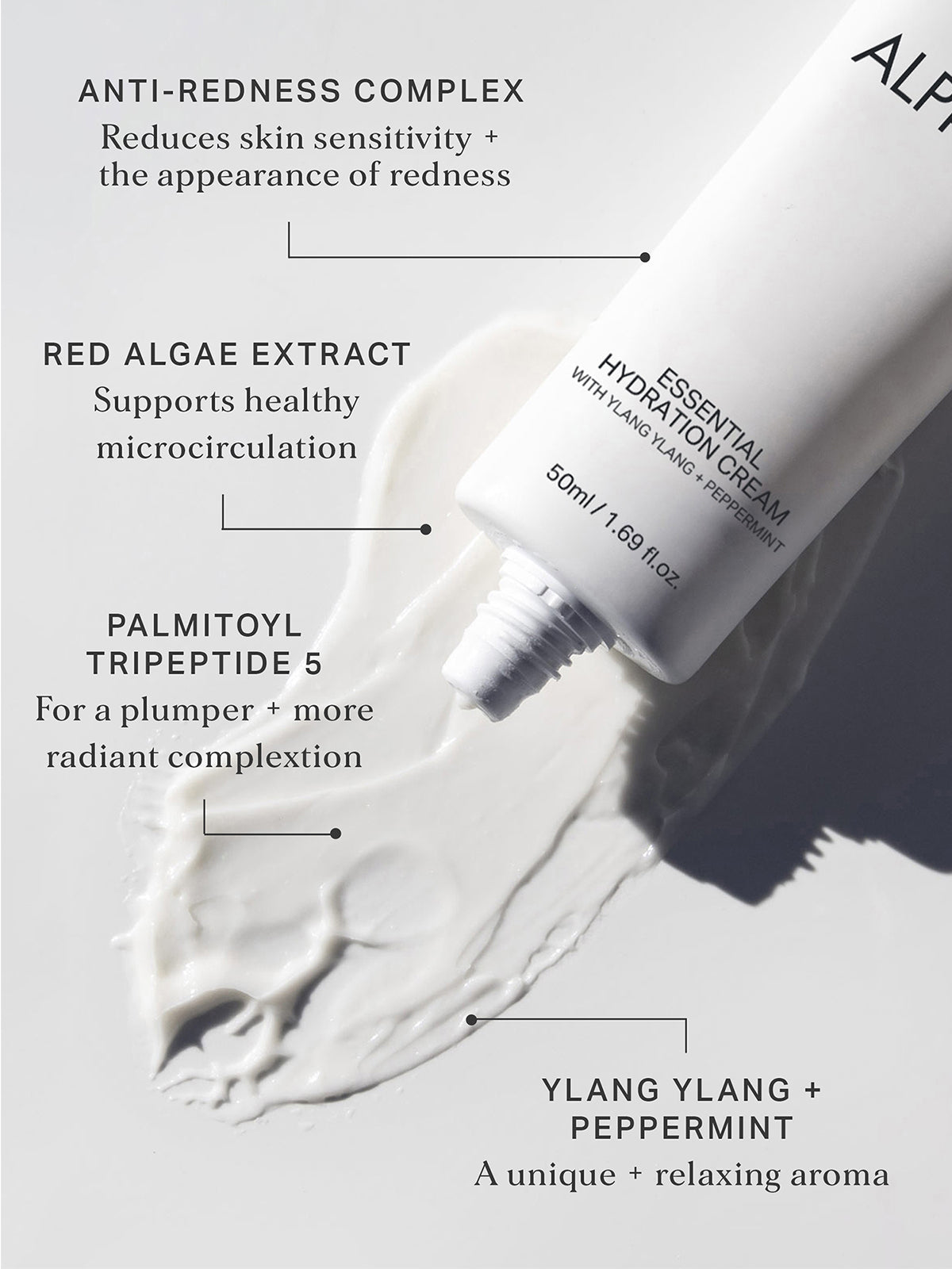 A nourishing velvet cream moisturiser that deeply hydrates and soothes the skin, the Alpha-H Essential Hydration Cream reduces the appearance of redness and is infused with a tranquil Ylang Ylang + Peppermint aroma.