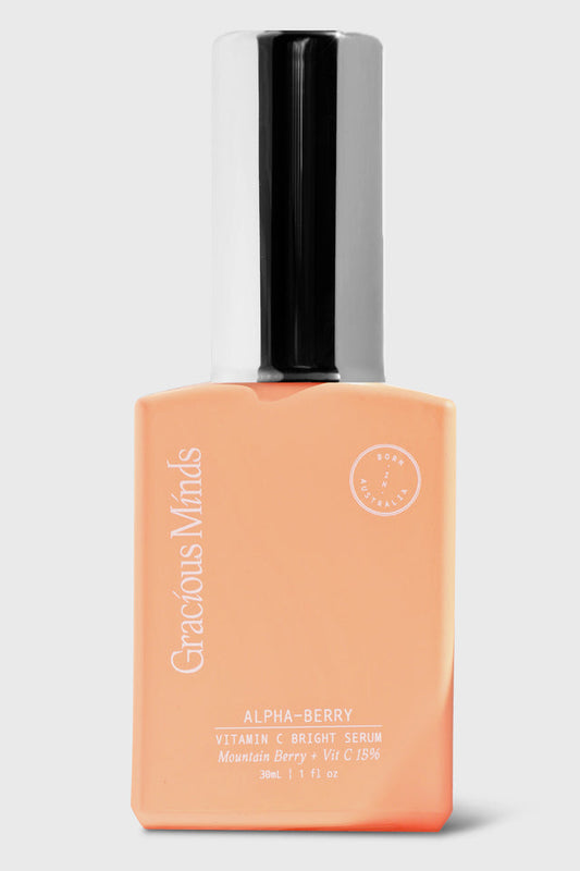 The Gracious Minds Alpha-Berry Brightening Vitamin C 15% Serum is formulated with premium Australian Native Vitamin C extracts, offering deep nourishment, brightening effects, and powerful antioxidant protection throughout the day.
Featuring a high concentration of natural Vitamin C and a stable, advanced form of Magnesium Ascorbyl Phosphate, this non-irritating, highly effective Vitamin C penetrates the dermal layers of the skin, where collagen is produced. Experience a visibly more even, radiant com