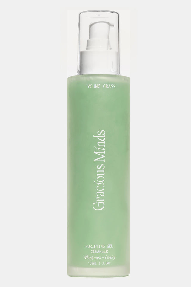 The Gracious Minds Young Grass Purifying Gel Cleanser is an award winning (Beauty Shortlist Awards 2025 winner) purifying cream gel cleanser enriched with nutrients, green botanicals and purifying herbs.

It offers a deep, nourishing clean while being gentle enough to nourish and rejuvenate even the most sensitive of skin.

Wheatgrass rich in Vitamins A, C and E assist in maintaining a healthy skin barrier whilst Australian native botanicals protect the skin from the external elements and free radicals.