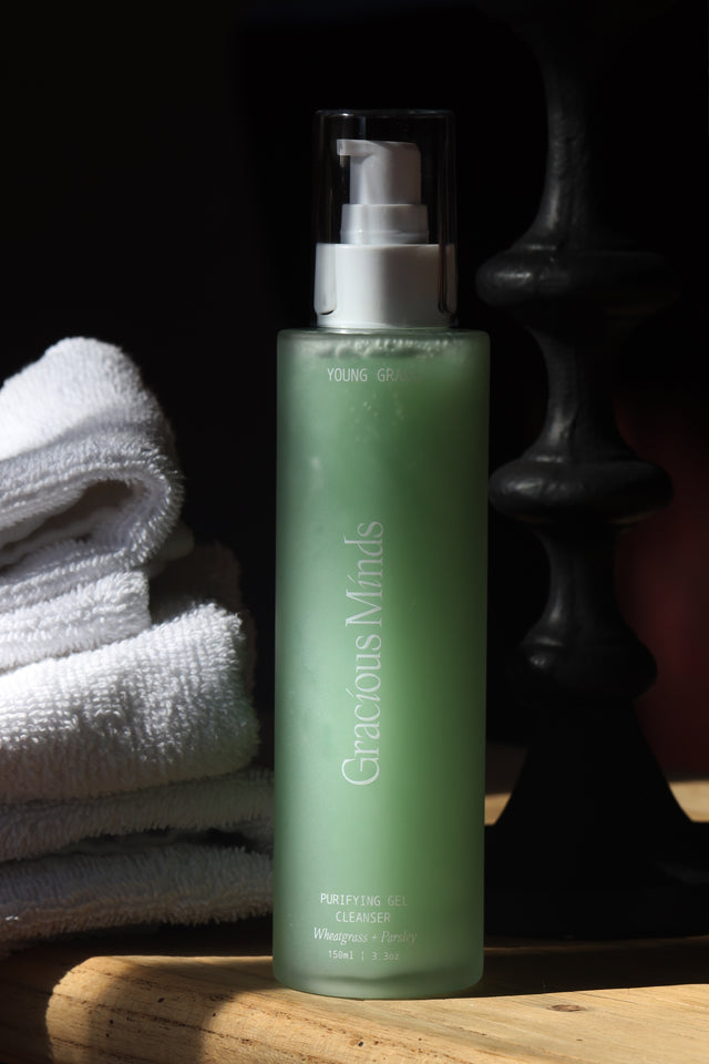 The Gracious Minds Young Grass Purifying Gel Cleanser is an award winning (Beauty Shortlist Awards 2025 winner) purifying cream gel cleanser enriched with nutrients, green botanicals and purifying herbs.

It offers a deep, nourishing clean while being gentle enough to nourish and rejuvenate even the most sensitive of skin.

Wheatgrass rich in Vitamins A, C and E assist in maintaining a healthy skin barrier whilst Australian native botanicals protect the skin from the external elements and free radicals.